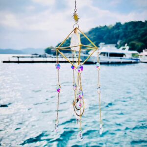 【聚光凝能，氣場流轉！】陽光捕手金字塔 水晶能量掛飾-白水晶